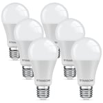 LEDYA 13W Super Bright E27 LED Bulbs, 1200lm Edison Screw in Light Bulb 100w 75w 60w Equivalent, 3000K Warm White No Noise, GLS Energy Saving Lightbulbs, Non-dimmable, Pack of 6, A60 E27