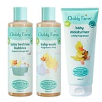 Childs Farm | Baby Regime Bundle | Baby Moisturiser 200ml, Baby Wash and Baby Bubbles 250ml | Suitable for Newborns with Dry, Sensitive and Eczema-prone Skin