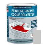 Peinture piscine coque polyester, béton, peinture piscine polyuréthane étanche et souple, haut de gamme PROCOM Gris clair (RAL 7047) 3 Kg