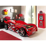 Pack - Lit Enfant Voiture 'Night Speeder' & Armoire 1 Porte 'Pompe à Essence' Rouge