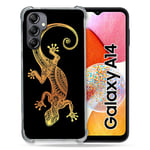 Cokitec Coque Renforcée en Verre Trempé pour Samsung Galaxy A14 4G / 5G Animal Lezard Noir