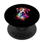 Artistic Colorful Jack Russell Terrier Headphones Dog Jacky PopSockets Adhesive PopGrip