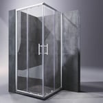 Sirhona Cabine de douche accès d'angle 100x100cm verre de sécurité porte coulissante Cabine de douche accès d'angle Paroi de douche coulissante verre