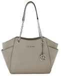 Michael Kors Shoulder Bag Grey Medium to Large Top Zip Leather Jet Set Handbag