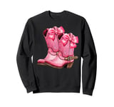 Cowgirl Boots Pink Baby Bow Preppy y2k Coquette Sweatshirt