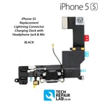 NEW Replacement iPhone 5S Charging Dock Port w/Headphone Jack - BLACK