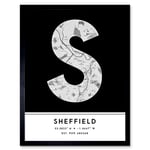 Sheffield England United Kingdom City Map Modern Typography Stylish Letter Framed Word Wall Art Print Poster for Home Décor