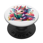 Dragon Book Worm Dragons and Books Happy Reading Book Dragon PopSockets PopGrip Interchangeable