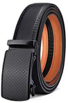 BULLIANT Ceinture Homme, Ceinture Automatique en Cuir pour Hommes Largeur 35mm Cadeau Box,Taille Ajustable,Noir200,130cm/38-44" taille réglable