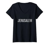 Womens Jerusalem Vintage City Design Travel Destination V-Neck T-Shirt