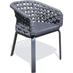 Camargue - Fauteuil de jardin en corde tissée et aluminium gris anthracite - paris garden