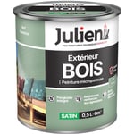 Julien Peinture Bois Microporeux Extérieur Satin - Portes, fenêtres, portails, mobilier de jardin - Vert Provence 0,5 L - Vert Provence