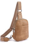 Telena Bum Bag Femmes, Sac à bandoulière pour femmes Petit sac à bandoulière PU Leather Sport Shoulder Bag Sac à bandoulière élégant, marron clair