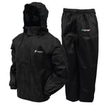 FROGG TOGGS Men's Classic All-Sport Waterproof Breathable Rain Suit, Black Jacket/Black Pants, M