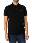 GANT Mens Shield Short Sleeve Pique Polo Shirt Black L