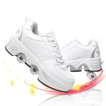 JYHGX Invisible Roller Skates for Female 2 in 1 Parkour Shoes Outdoor Sports Automatic Walking Shoes Double Row Four Rounds Deformation Shoes