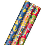 Hallmark Pokémon Lot de 3 rouleaux de papier cadeau avec lignes coupées au verso avec pikachu, charmandre, bulbasaure pour anniversaires, fêtes d'enfants, joueurs, cadeaux de Noël