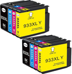 Compatible 932XL 933XL Cartouche d'encre Remplacement pour 932 XL 933 XL pour Officejet 7510 7612 7110 6700 6100 6600 7512 7610 (8 Pack)