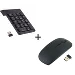 Pack Peripherique pour PC ASUS (Souris Plate Optique Sans Fil + Pavé numerique Sans fil 18 Touches) (NOIR)