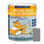 Peinture façade PROCOM crépi, façade à relief, imperméabilisation et protection des façades - Durable jusqu'à 10 ans 2.5 litres Gris (RAL 7001)