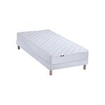 Ensemble matelas mémoire de forme + sommier 90 x 190 cm+ oreiller + couette TIPHAINE  