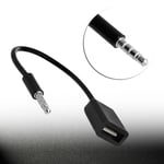 Car 3.5mm Audio Plug Jack To USB 2.0 Male To Female Converter Cable Cord For Car