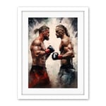 Artery8 Cage Fight Oil Paint Artwork Combat Mixed Martial Arts Boxing Wrestling Artwork Framed Wall Art Print 18X24 Inch