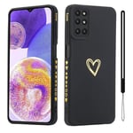 Jeelar ESONG Coque pour OnePlus 8T,avec Motif Coeur d'amour Doré Mignon/dragonne,Belle Case pour Femme/Fille,Ultra Fine Housse en Silicone Souple Fantaisie TPU Etui-Noir