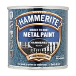 Hammerite Direct To Rust Hammered Black Quick Drying Metal Paint 250ml