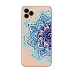 Coque Iphone 12 MINI Mandala Bleu Aztec Fleur