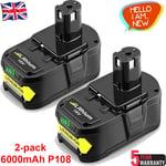 18V 6.0AH P108 Battery For Ryobi One+ Plus Lithium-ion RB18L50 P104 P780 RB18L40