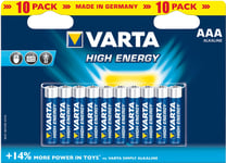 Varta High Energy Aaa, Engångsbatteri, Aaa, Alkalisk, 1,5 V, 10 Styck, 11,4 G