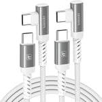 Câble USB C Coudé 60W,1 M 2 PCS Cable USB C vers Type C 90 Degrés Charge Rapide avec PD3.0 QC3.0 pour iPhone 15 Plus Pro Max MacBook Pro iPad Galaxy S24 Plus Ultra S23,Blanc.[W983]