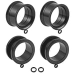 Vankula Ecarteur Oreilles 4 PCS/ 2 Paires DIY Double Évasé Plug Tunnel en Acier Inoxydable Piercing Bijoux pour Femmes Hommes 14mm(9/16") 4 PCS Noir