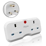 Atyxx UK To India Plug Adapter - Dual Socket India To UK Adapter with Power Indicator Light - Easy To Remove, Space Saver India To UK Plug Adapter 3 Pin - Compatible With Sockets In 31 Countries