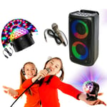 Enceinte Karaoke Enfant sur batterie USB Bluetooth PARTY LEO-250 - Micro - Jeu de Lumière Disco - Boum - Fête Anniversaire