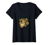 Disney Pocahontas Sunflower Floral Portrait T-Shirt avec Col en V