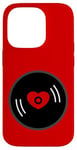 Coque pour iPhone 14 Pro disque vinyle vintage cœur album rouge valentines mignon rétro