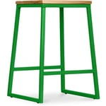 Tabouret de Bar Design Industriel - Bois et Métal - 60cm - Big Boy Vert