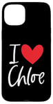 Coque pour iPhone 15 Plus Cœur personnalisé avec inscription « I Love Chloe »