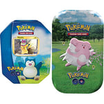 Pokémon TCG GO Snorlax V Tin & Pokémon TCG: GO Mini Tin - Blissey (2 Booster Packs & 1 Art Card)