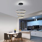 Ganeed - Lustre led moderne, 90W Dimmable led Black Pendent, suspension en acrylique à 3 anneaux Luminaire pour Kitchen Island Salle à manger Salon