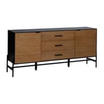 Sideboard ORLEANS Black Natural Iron MDF Wood 164 x 40 x 75 cm