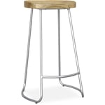 Tabouret de Bar - Design Industriel - Bois et Métal - 76cm - Adriel Acier