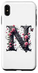 Coque pour iPhone XS Max Letter N Initial Floral Monogram Rose Pink Flower Butterfly