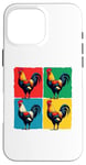 iPhone 16 Pro Max Colorful Funny Chicken Art, Crazy Chicken Rooster Family Case