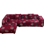 JIAN YA NA L Forme Extensible Canapé Covers Polyester Tissu Stretch Slipcovers + 2pcs Coussin Polyester Spandex Housse Housse de Protection pour Canapé Canapé Fleur Rouge