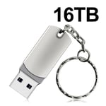 Clé USB haute vitesse en métal,clé USB 2024,clé USB portable,mémoire SSD,2 To,16 To,4 To,8 To,3.0 - Type silver 16TB