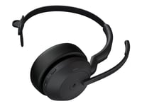 Jabra Evolve2 55 Ms Mono - Hodesett - On-Ear - Bluetooth - Trådløs - Aktiv Støydemping - Usb-C Via Bluetooth-Adapter - Svart - Med Ladestativ - Zoom Certified, Cisco Webex Certified, Tencent Meeting Certified, Alcatel-Lucent Certified, Avaya Certifi