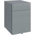 Caisson de bureau rangement bureau sur roulettes 3 tiroirs coulissants verrouillables trieur à dossiers dim. 39L x 48I x 59H cm acier gris